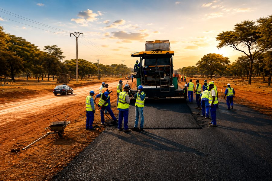 Équipe chantier bitumage — PERA 2013 Tambacounda